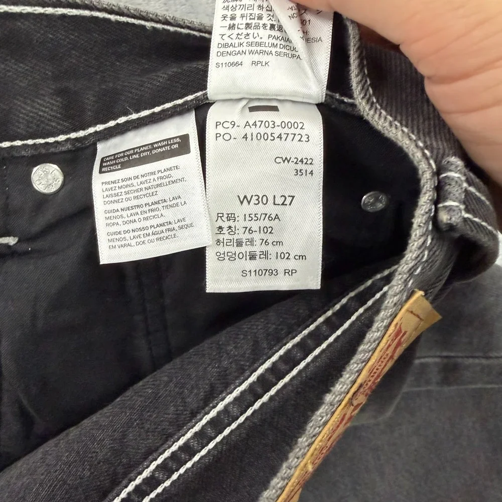 Levi's Ribcage Straight Ankle Womens 30x27 Black Super High Rise Stretch Jeans
